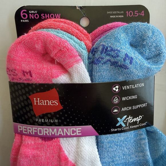 New HANES (12 Pair) Premium Performance Super/No Show Socks Girls Size 10.5-4 - Picture 3 of 8